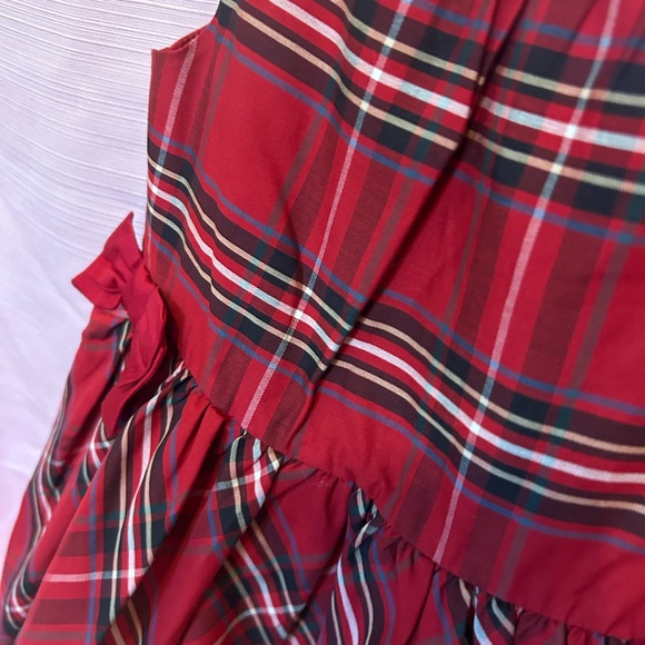 Carters Toddler Girl 2T Dress Holiday Red Green Plaid With Bows 3 Button Back - Picture 2 of 8